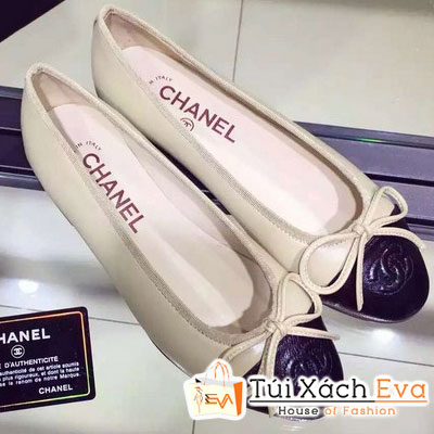 Giày Bệt Chanel Đính Nơ Màu Nude Đẹp