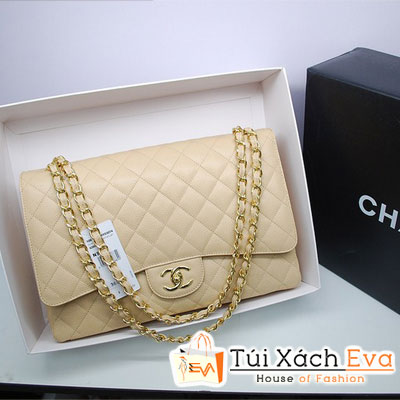 Túi Xách Chanel Maxi Siêu Cấp Màu Kem Xích Vàng Đẹp