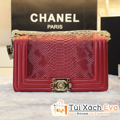 Túi Xách Chanel Boy F1 Da Rắn Màu Đỏ Đẹp