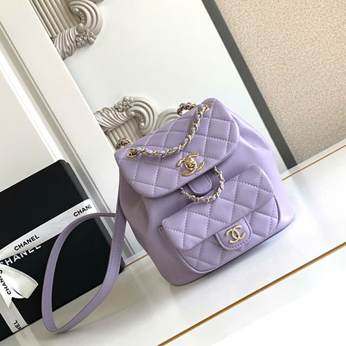 Balo Chanel 22A AS2908 Backpack Màu Tím Siêu Cấp Size 18cm