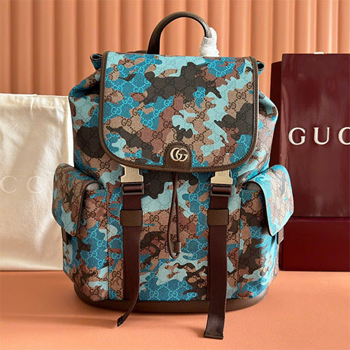 Balo GG marble camo size lớn 839110 nâu café / xanh camo PVC