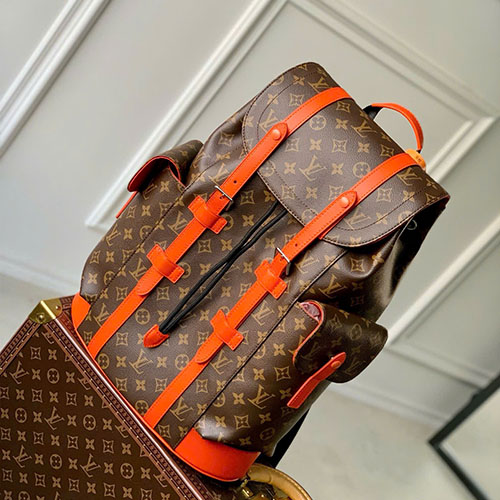 Balo LV Christopher Màu Nâu Phối Cam M46813 Siêu Vip 44 cm