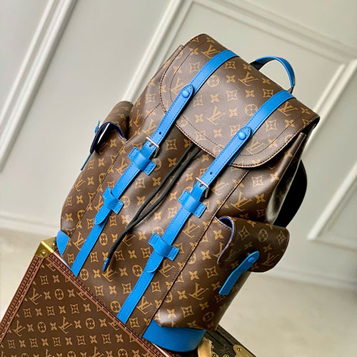 Balo LV Christopher Màu Nâu Phối Xanh M46813 Siêu Vip 44 cm