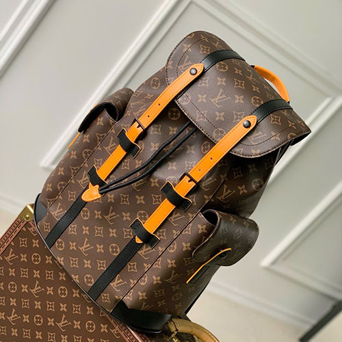Balo LV Christopher Monogram M46686 Màu Nâu Phối Cam Siêu Vip 44 cm