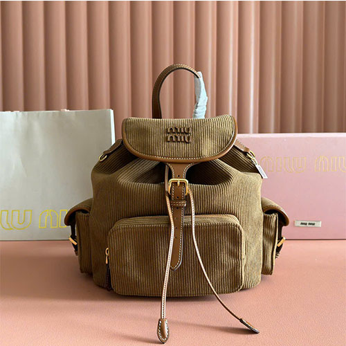 Balo Miu Miu Corduroy Backpack 5BZ043 Siêu Cấp Da Bò Phối Nhung