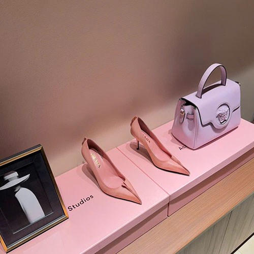 Bảng Màu Giày Cao Gót Mũi Nhọn Prada Gót Mèo Cổ Điển Siêu Cấp Size 35 ~ 39
