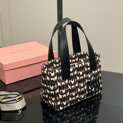 Bảng Màu Túi Xách Miu Miu Beach Bag Họa Tiết Monogram Full box Size 25cm