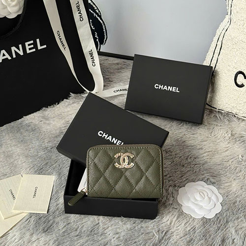 Bảng Màu Ví Card Chanel Cá Tầm 22k Logo C Vàng 3045 Siêu Cấp Size 11cm