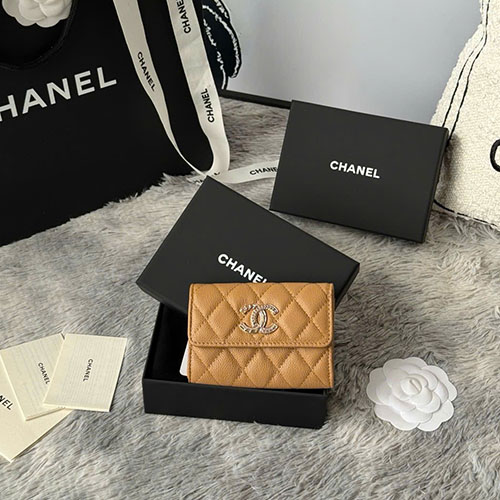 Bảng Màu Ví Card Chanel Da Cá Tầm 22k Logo C AP3047 Siêu Cấp Size 11cm