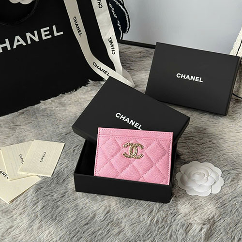 Bảng Màu Ví Card Chanel Da Cá Tầm 22k Logo C AP3048 Siêu Cấp Size 11cm