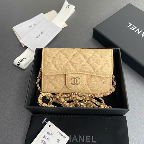 Bảng màu Ví Chanel Chain Card Holder A81081 Da Hạt Like Auth