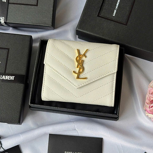 Bảng Màu Ví Gập 3 YSL Da Bò Hạt 403943 Siêu Cấp Size 12.5cm