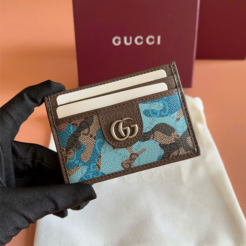 Bảng màu Ví Gucci siêu cấp card holder GG marble camo / PVC