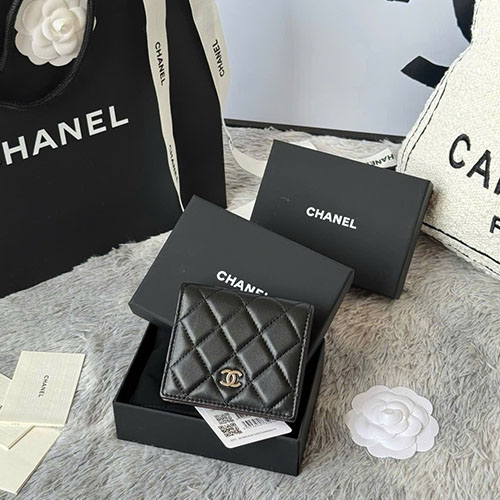 Bảng Màu Ví Ngắn Gập Đôi Chanel Da Bò A84028 Siêu Cấp Size 12cm