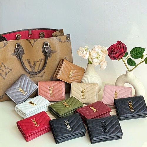 Bảng Màu Ví YSL Gập Ngắn 530841 Siêu Cấp Size 11 cm