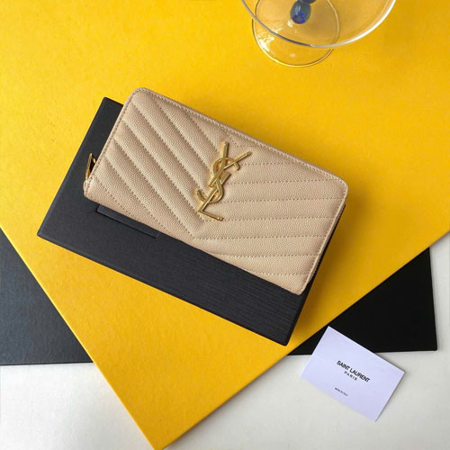 Bảng Màu Ví YSL V-Line Zip Wallet 358094 Siêu Cấp Size 19 cm