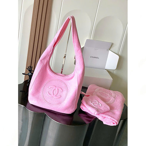 Bộ Túi Bãi Biển Chanel 25 Màu Hồng Siêu Cấp