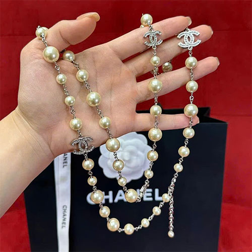 Dây Chuyền CHANEL Like Auth – Ngọc Trai Đôi C Kinh Điển
