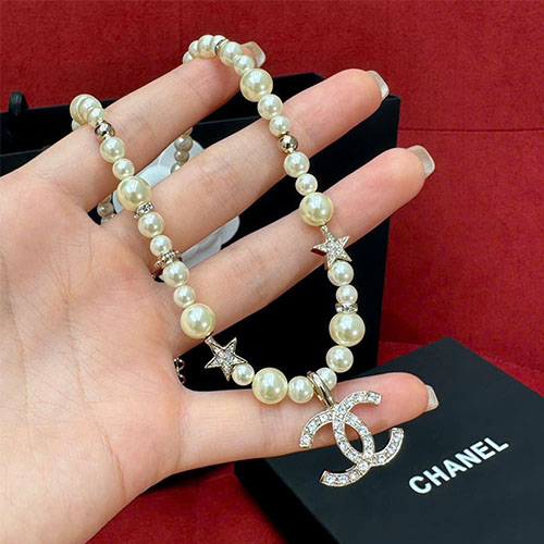 Dây Chuyền Chanel Siêu Vip Ngọc Trai Sao Double C