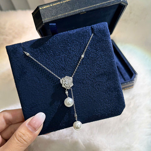 Dây Chuyền Piaget Hoa Trà Đính Ngọc Trai Super