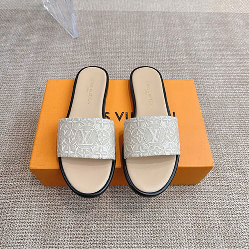 Dép Cao Gót LV SS25 Màu Trắng Kem Size 35 - 41
