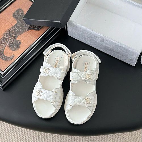 Giày Chanel 25 Magic Tape Sandals Màu Trắng  Siêu Cấp Size 35 - 39