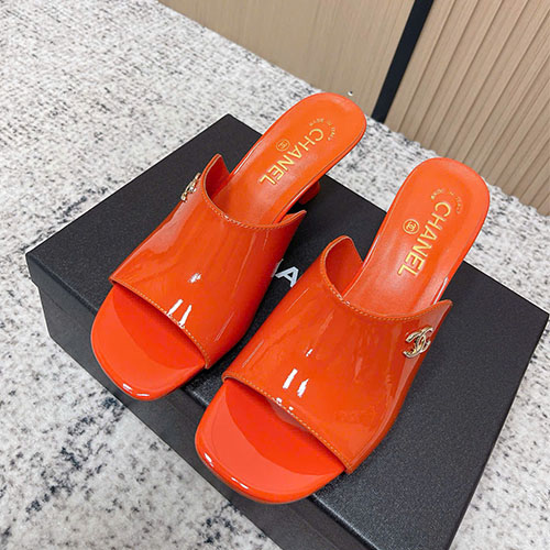Dép Chanel Patent Leather Double C Slide – Siêu cấp - màu cam