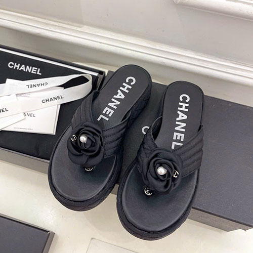 Dép Chanel Xỏ Ngón Hoa Trà Đế Dày Mùa Xuân Siêu Cấp Size 35 ~ 39