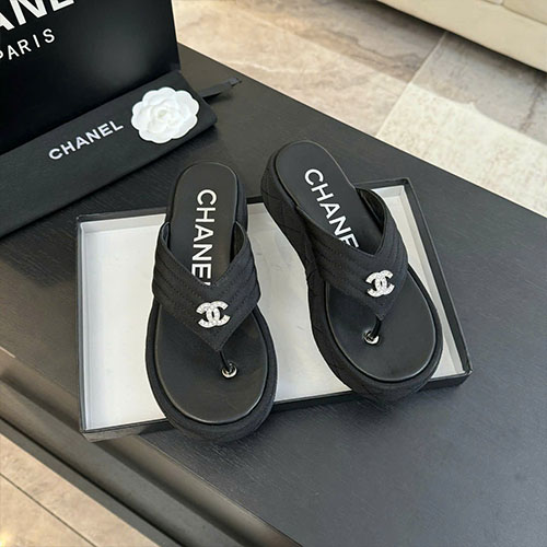 Dép đế độn Chanel 2025SS Màu Đen Siêu Cấp Size 35–40