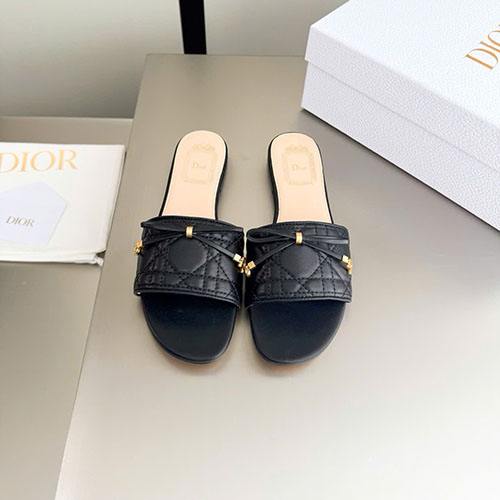Dép Dior D-Doll logo pearl mid heel siêu cấp - màu đen