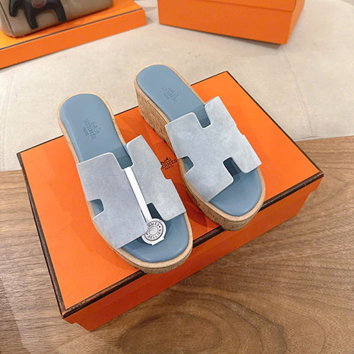Dép H Hermes Suede Sandal – 2025 – Siêu VIP - xanh dương