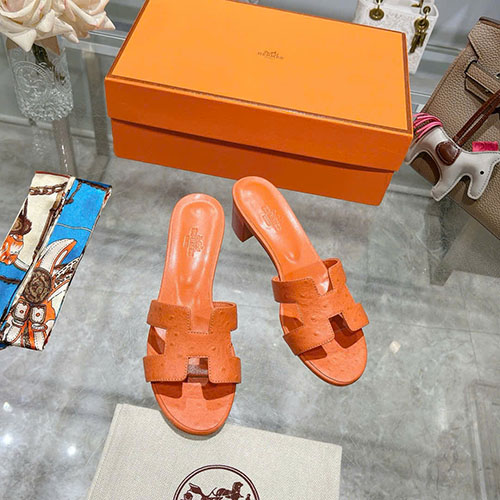Dép Hermes H Oran cao gót Màu Cam Siêu Cấp Size 34–42