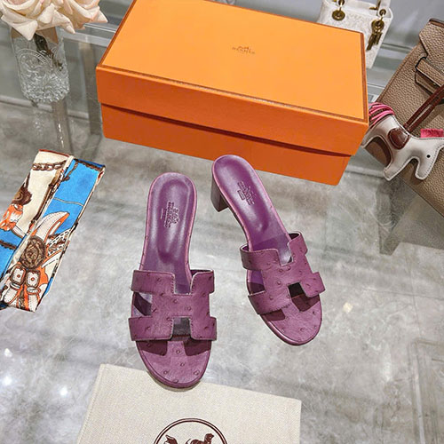 Dép Hermes H Oran cao gót Màu Tím Siêu Cấp Size 34–42