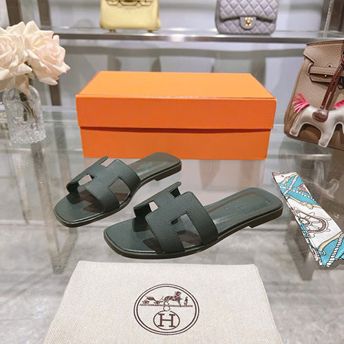 Dép Hermes H Oran Đế Thô Màu Xanh Rêu Siêu Cấp Size 34–42