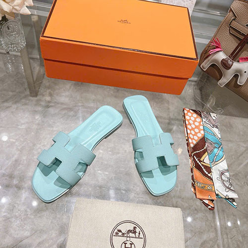 Dép Hermes H Oran Đế Thô Màu Xanh Siêu Cấp Size 34–42