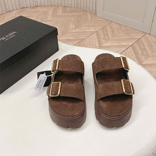 Dép Prada Velcro Platform Logo Triangle đính đá 2026 – VIP