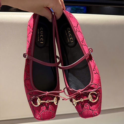 Giày búp bê Gucci Horsebit mũi vuông đính đá 2025 – VIP