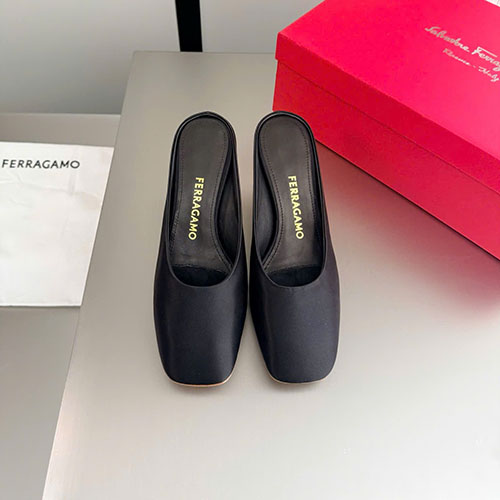 Giày cao gót Ferragamo S metal heel silk pumps siêu cấp - màu đen
