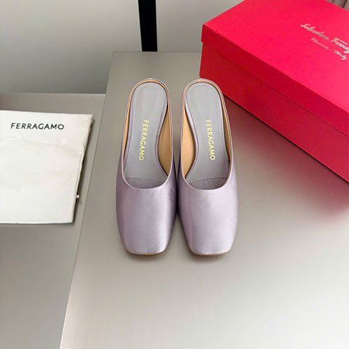 Giày cao gót Ferragamo S metal heel silk pumps siêu cấp - màu tím