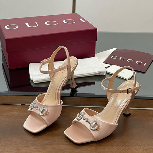 Giày Cao Gót Gucci Đính Đá Màu Nâu Siêu Cấp Size 35 ~ 42