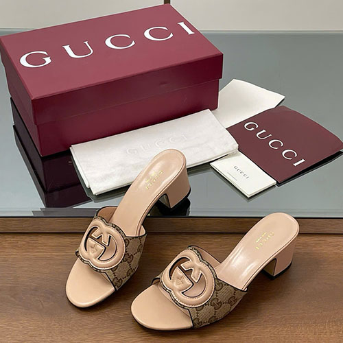 Giày Cao Gót Gucci High-Quality Màu Nâu Nhạt Siêu Cấp Size 35 - 42