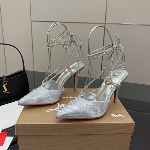 Giày Cao Gót Louboutin CL Rosalie Màu Bạc Siêu Cấp Size 35-39