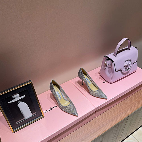 Giày Cao Gót Lưới Jimmy Choo Lấp Lánh Màu Xám Siêu Cấp Size 35 ~ 39
