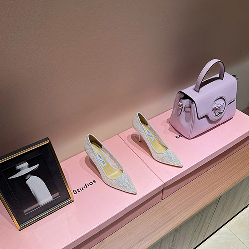 Giày Cao Gót Lưới Jimmy Choo Lấp Lánh Màu Trắng Siêu Cấp Size 35 ~ 39