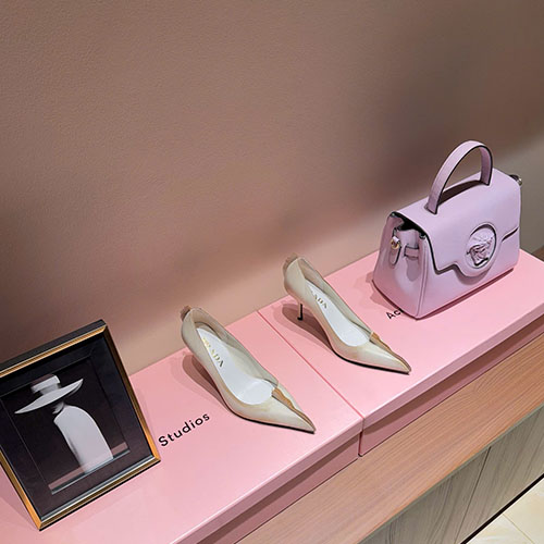 Giày Cao Gót Mũi Nhọn Prada Gót Mèo Cổ Điển Siêu Cấp Size 35 ~ 39