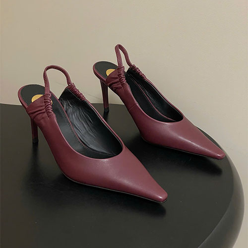 Giày Cao Gót Saint Laurent 26S Slingback Pointed Heels - đỏ rượu
