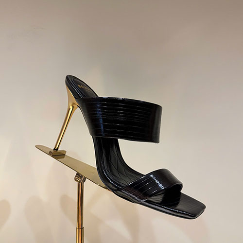 Giày Cao Gót Sandal Balmain Kim Loại Mũi Vuông Siêu Cấp Size 36 ~ 42