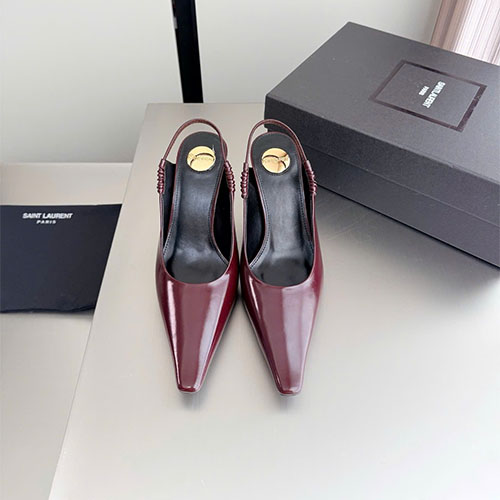 Giày cao gót YSL Yvette slingback siêu cấp - đỏ rượu