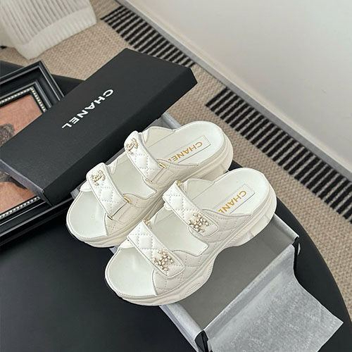 Giày Chanel 25 Magic Tape Sandals Màu Trắng Siêu Cấp Size 35 ~ 39