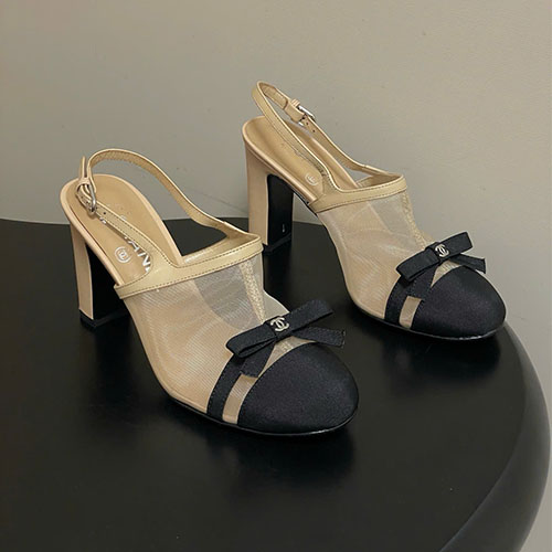 Giày Chanel 26C lưới nơ CC mule/sandal cao gót – VIP